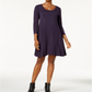 Style & Co Women's Swing Dress Darl Grape Size Petite S