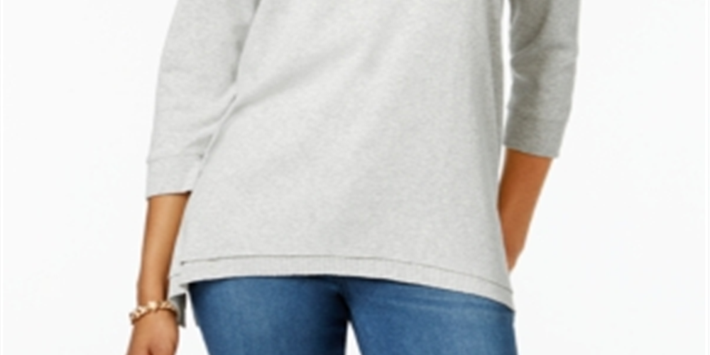 Style & Co Women's Handkerchief Hem Tunic Gray Size Petite L