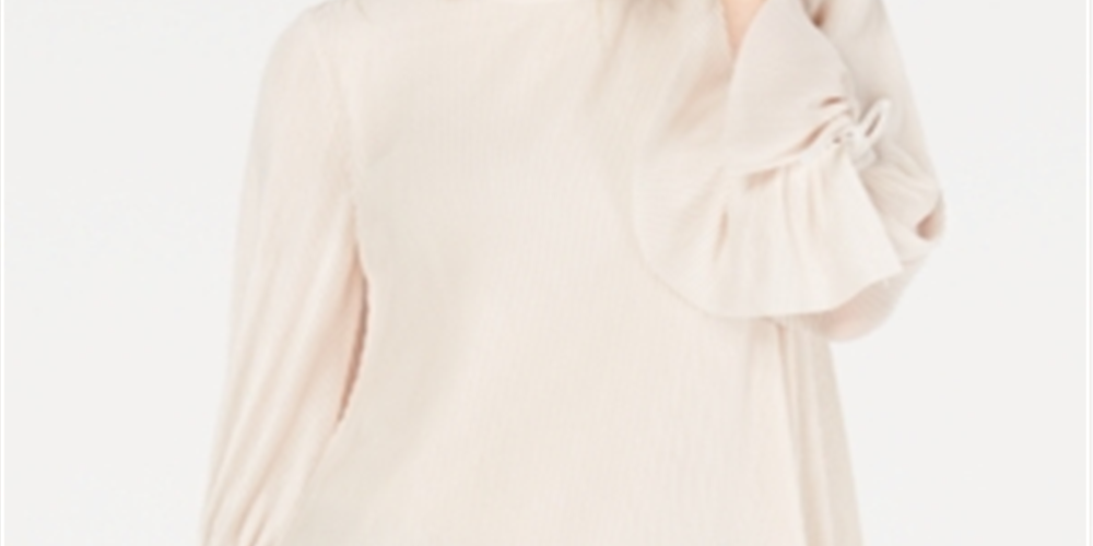 Alfani Women's Textured Stripes Embellished Neck Top Red Size Petite Medium