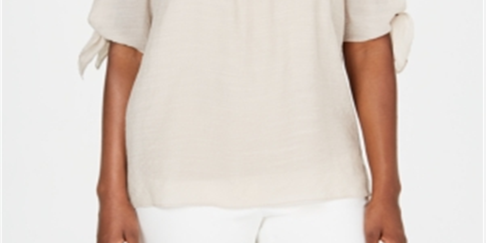 JM Collection Women's Smocked Off the Shoulder Gauze Top Brown Size Medium