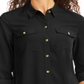Charter Club Women's Solid Button up Shirt Black Size Petite L