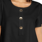 Alfani Women's Button Front Flutter Sleeve Top Black Size Petite L