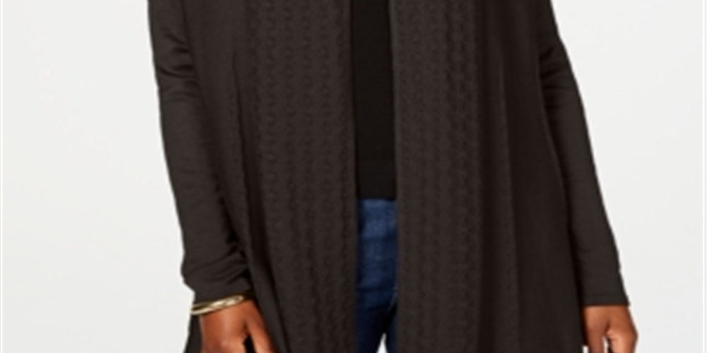 Karen Scott Women's Open Front Cardigan Brown Size X-Small