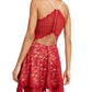 Emerald Sundae Junior's Glitter Lace Racerback Dress Red Size XX-Small