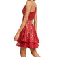 Emerald Sundae Junior's Glitter Lace Racerback Dress Red Size XX-Small