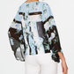Alfani Womens Floral Bell Sleeve Cowl Neck Top Blue Petite Small