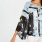 Alfani Womens Floral Bell Sleeve Cowl Neck Top Blue Petite Small