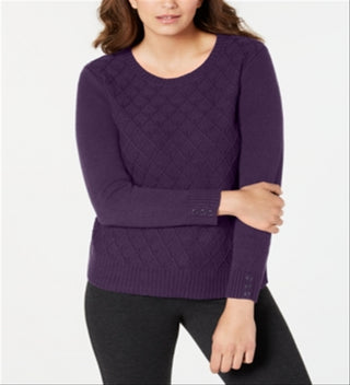 Karen Scott Women's Diamond Cable Knit Sweater Purple Size Small