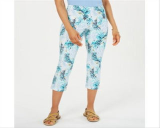 Charter Club Women's Printed Capri Pants Blue Size 4 Petite