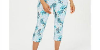 Charter Club Women's Printed Capri Pants Blue Size 4 Petite