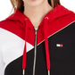 Tommy Hilfiger Women's Sport Colorblocked Zip up Hooded Sweatshirt Black Size Medium