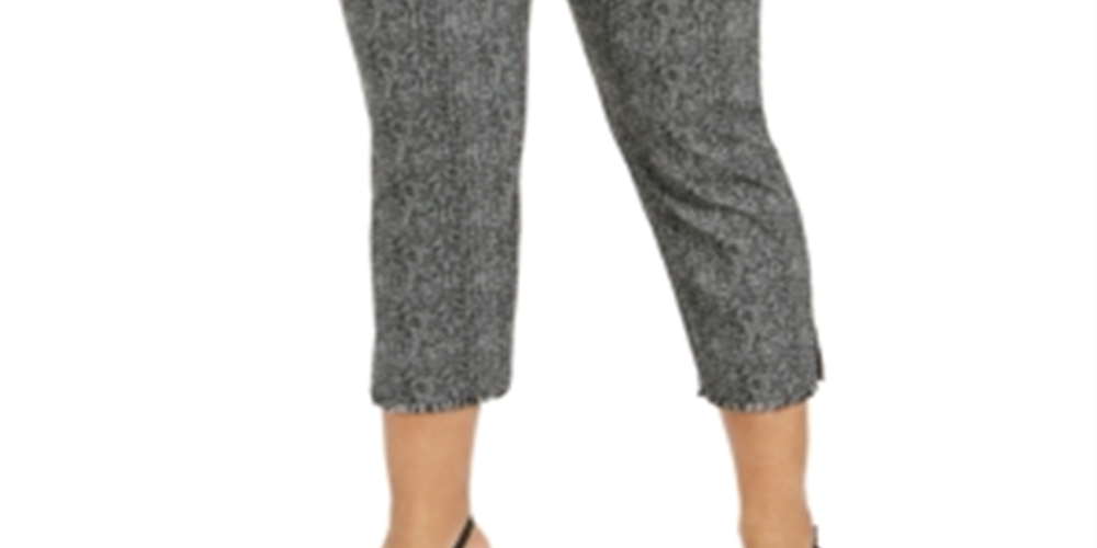 Alfani Women's Plus Printed Cropped Pull on Pants Light Blue Size 26 W