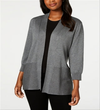 Karen Scott Women's Open-Front Cardigan Gray Size X-Large