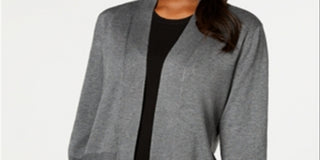 Karen Scott Women's Open-Front Cardigan Gray Size X-Large
