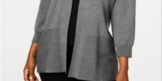 Karen Scott Women's Open-Front Cardigan Gray Size X-Large