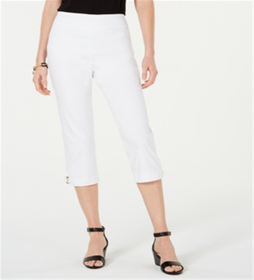 JM Collection Women's Double Ring Hem Capri Pants White Size X-Large