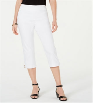JM Collection Women's Double Ring Hem Capri Pants White Size X-Large