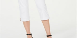 JM Collection Women's Double Ring Hem Capri Pants White Size X-Large