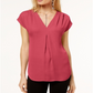 INC International Concepts Women's Pleated Top Polished Coral Size Petite S