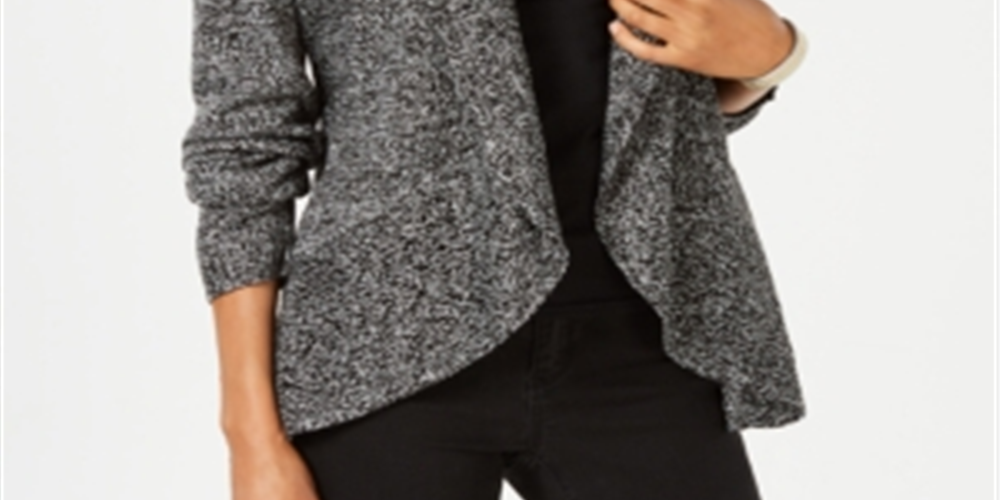 Karen Scott Women's Shawl Collar Cardigan Black Size Large