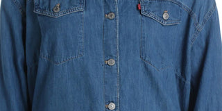 Levi's Women's Long Sleeve Collared Button up Top Blue Size 1X