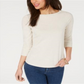Charter Club Women's Pima Cotton Button Shoulder Top Oat Size Petite S/M