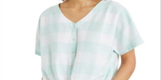 Style & Co Women's Tie Front Top Green Size Small