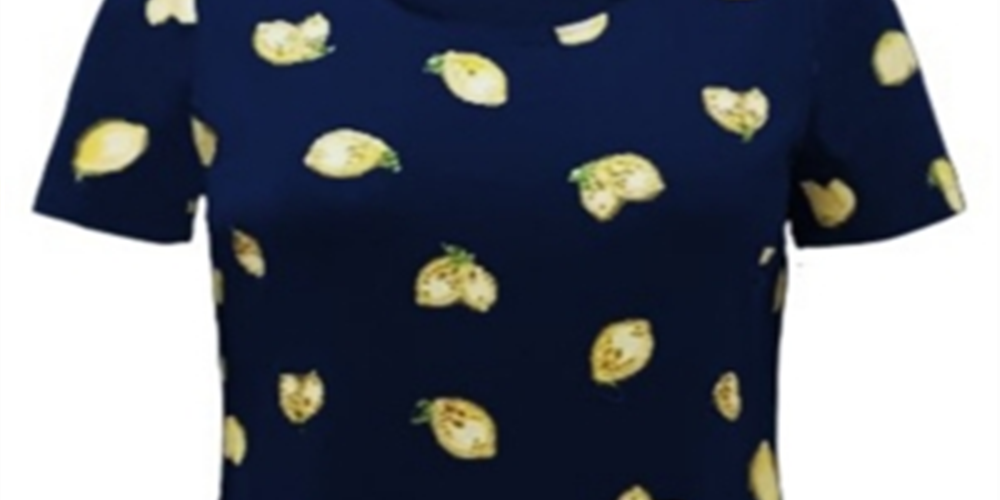 Karen Scott Women's Botanical Print Cotton Scoop Neck Top Blue Size Small