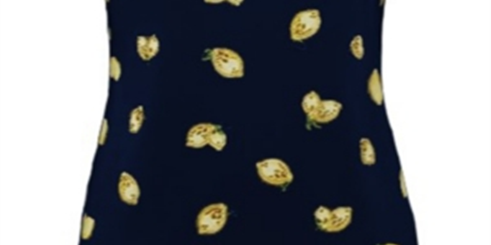 Karen Scott Women's Botanical Print Cotton Scoop Neck Top Blue Size Small