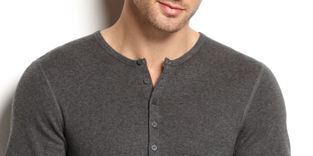 2(X)IST Men's Essential Long Sleeve Henley Gray Size Large