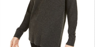 Style & Co Women's Ribbed Turtleneck Sweater Gray Size Petite L