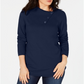 Karen Scott Women's Cotton Envelope Neck Sweater Blue Size X-Small