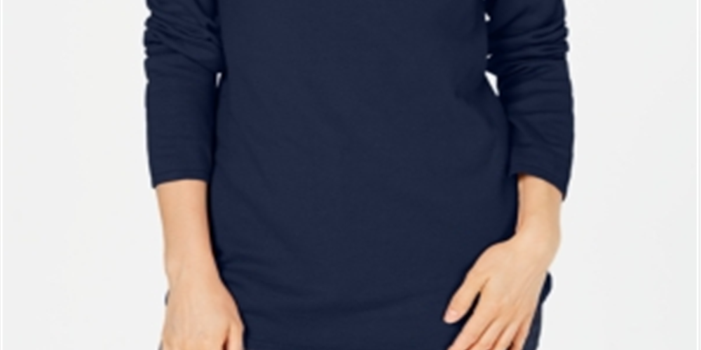 Karen Scott Women's Cotton Envelope Neck Sweater Blue Size X-Small