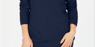 Karen Scott Women's Cotton Envelope Neck Sweater Blue Size X-Small