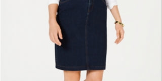 Charter Club Women's Tummy Control Denim Skirt Blue Size 2 Petite