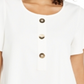 Alfani Women's Button Neck Flutter Sleeve Top White Size Large