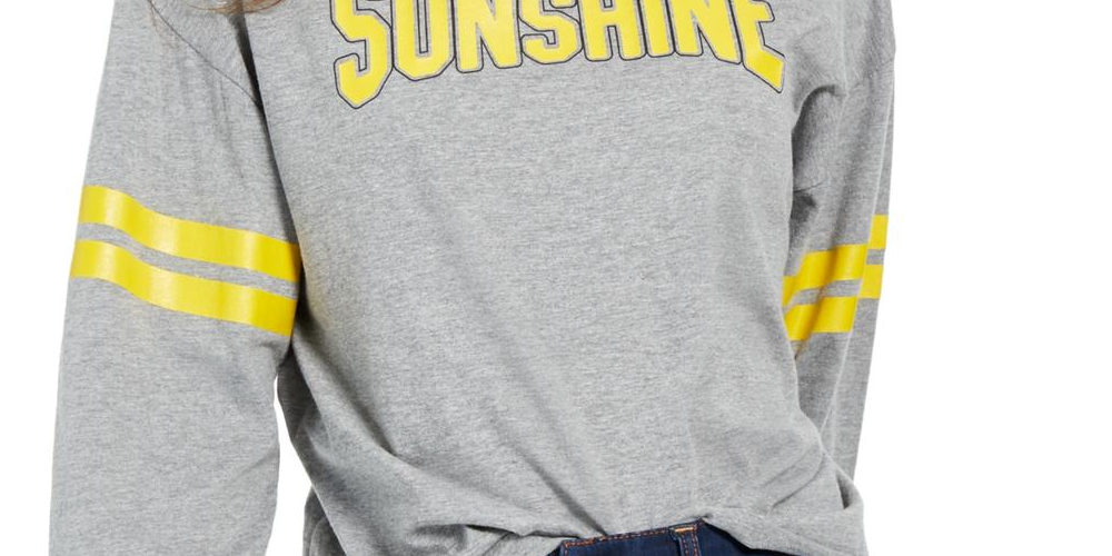 Modern Lux Women's Sunshine Slogan Graphic T-Shirt Gray Size Large