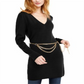 INC International Concepts Women's Chain Belt Sweater Tunic Black Size Petite Medium