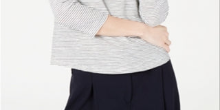 Maison Jules Women's Striped 3/4 Sleeve Shirt White Size X-Large