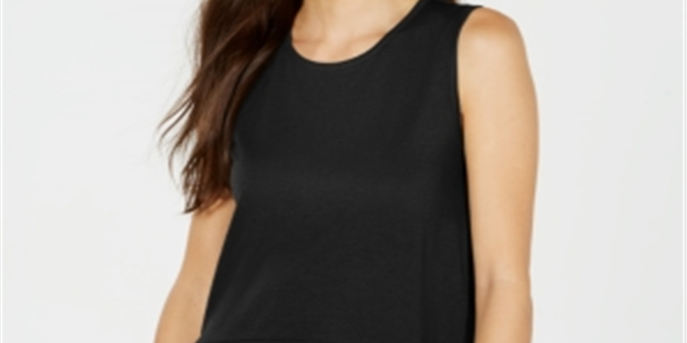 Michael Kors Women's Mixed Media Hem Knit Top Black Size Petite Small