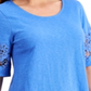 Charter Club Women's Cotton Lace TrimTop Blue Size Large