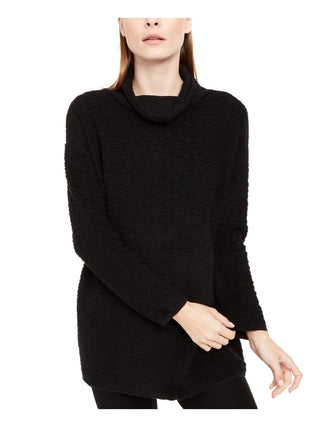 Eileen Fisher Women's Textured Long Sleeve Turtle Neck Sweater Black Size X-Large