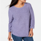 Karen Scott Women's Cotton Marled Sweater Purple Size Large