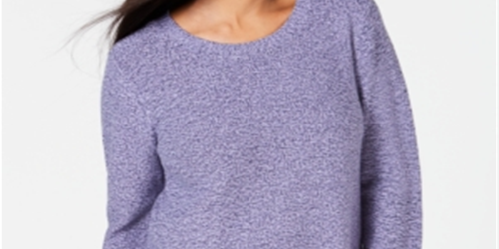 Karen Scott Women's Cotton Marled Sweater Purple Size Large
