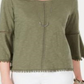 Style & Co Women's Crochet Trim Bell Sleeve Top Green Size Medium