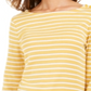 Charter Club Women's Pima Cotton Button Shoulder Stripe Top Yellow Size X-Large