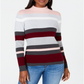 Karen Scott Women's Striped Mock Neck Cotton Sweater Red Size Medium