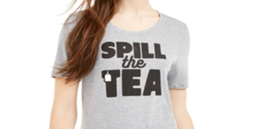 Love Tribe Junior's Spill the Tea Graphic T-Shirt Gray Size Small