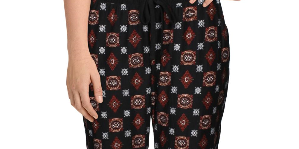Hippie Rose Women's Yummy Floral Cozy Jogger Pants Black Size Medium