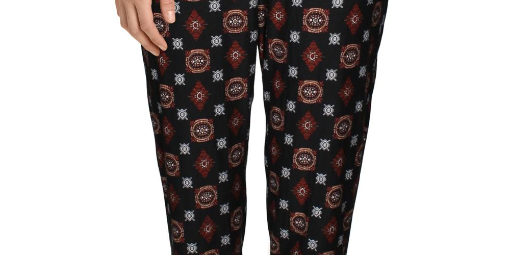 Hippie Rose Women's Yummy Floral Cozy Jogger Pants Black Size Medium